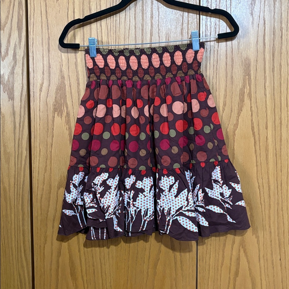 Charlotte Russe Y2K polka dot floral print skirt 100% cotton granola - Picture 4 of 6